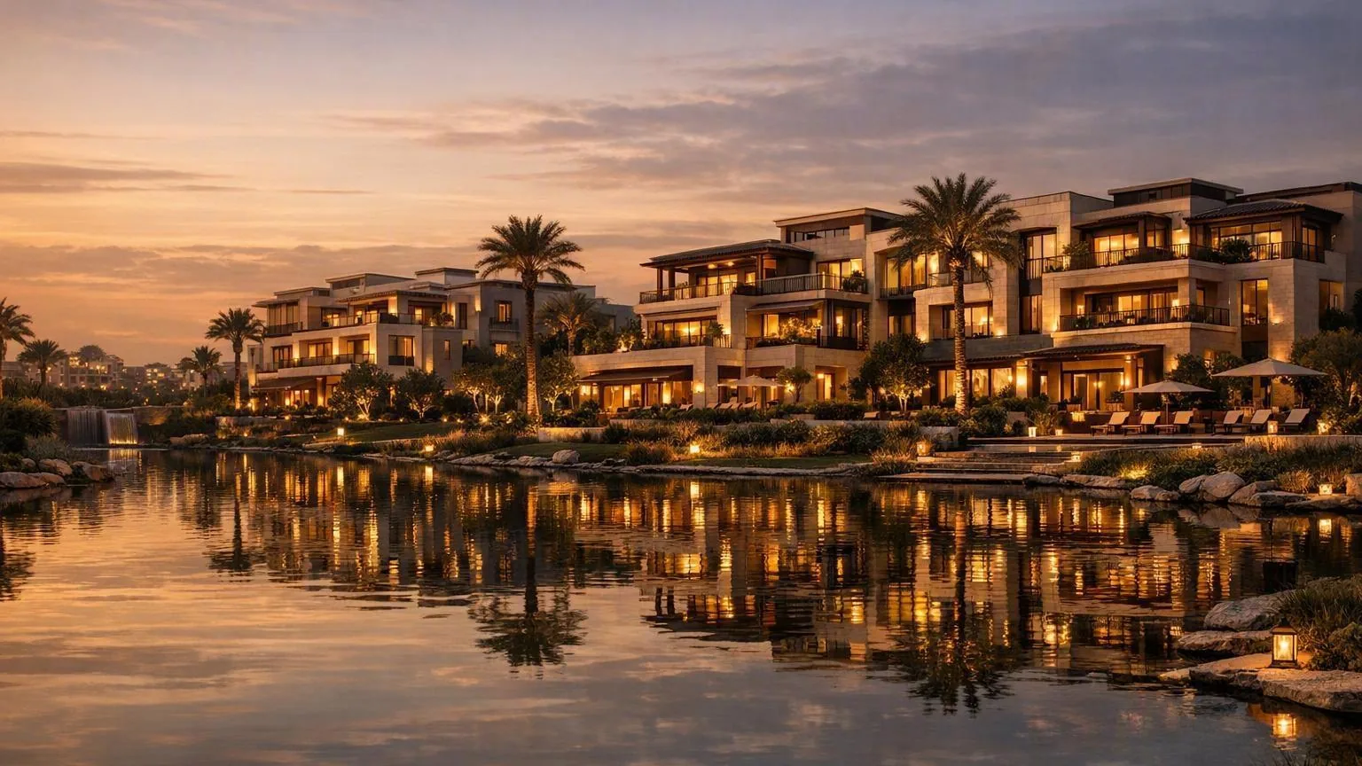 SELECT waterfront community at sunset